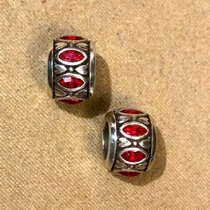🆕Listing! Two Brighton Marquesa Spacers in Red w oval-shaped crystals Retired